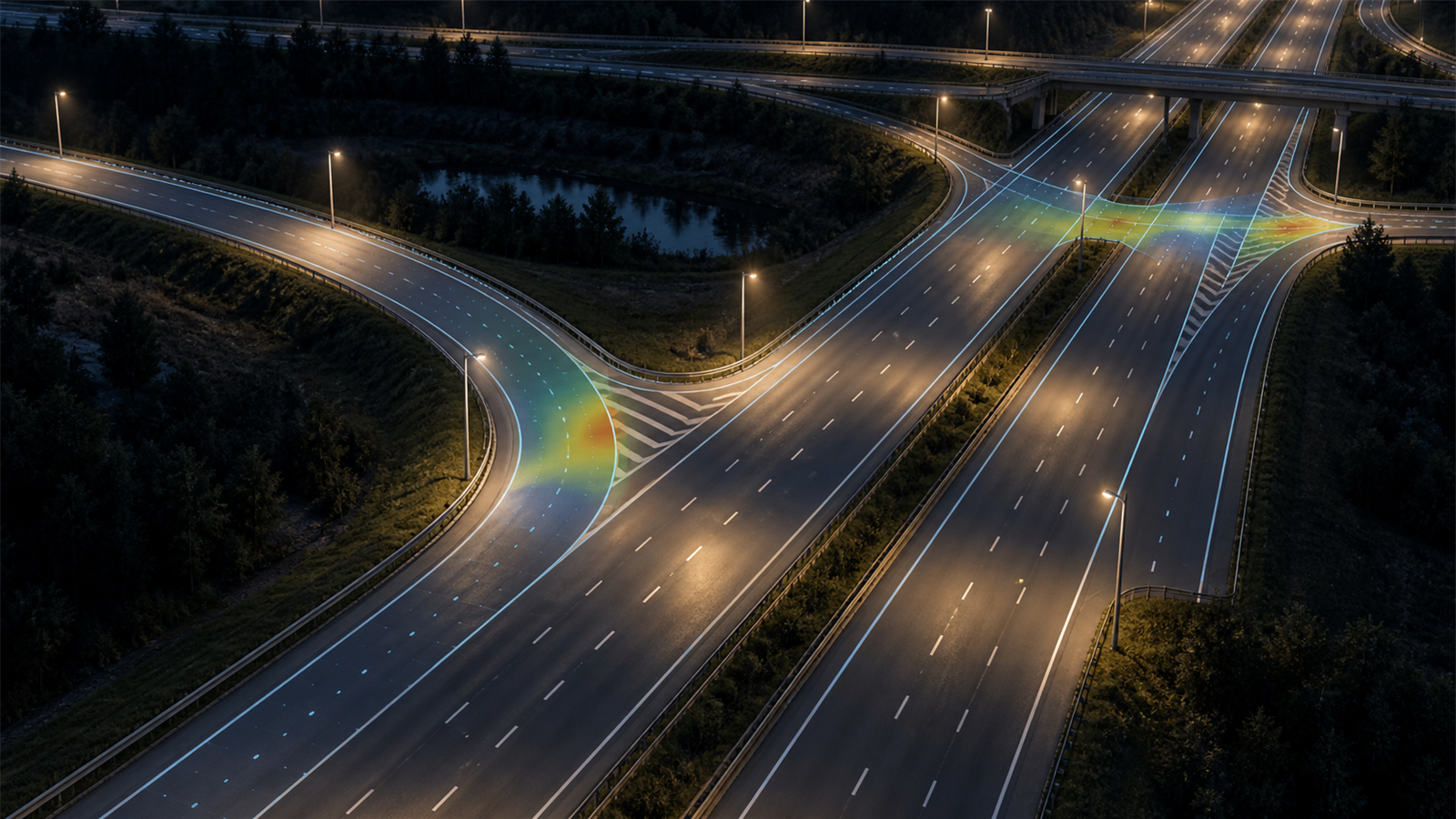 How should a DIALux highway lighting calculation divide lanes, ramps and junctions? guide cover